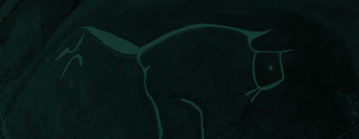 A decorative image of the Uffington White Horse from the air