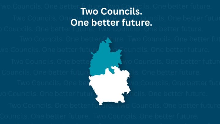 Image of the proposed council map against a blue background, with the words 