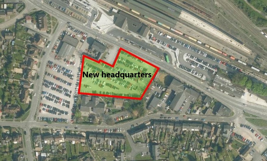 Map of the Gateway site with location of new offices highlighted