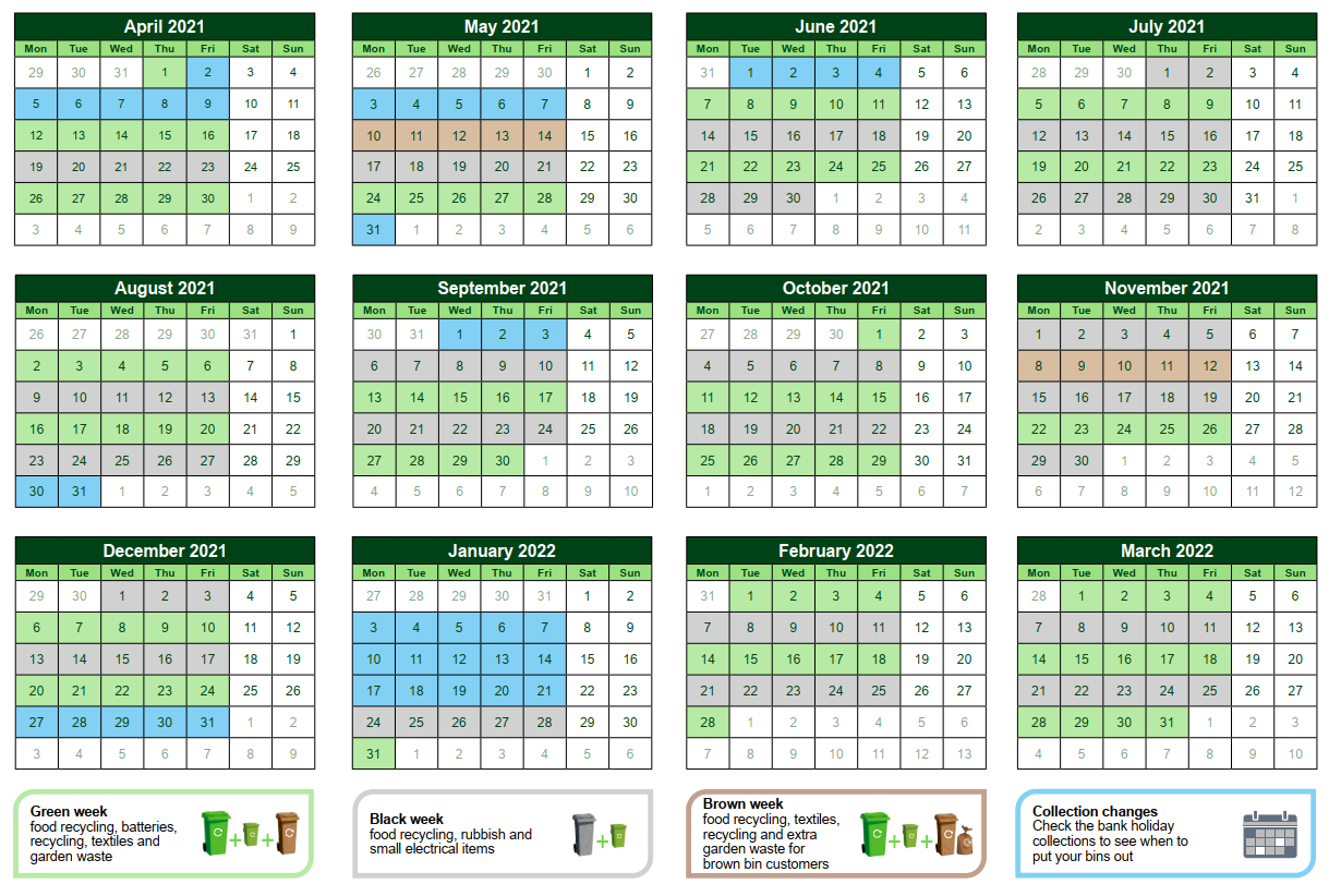 Waste collections calendar - Vale of White Horse District Council