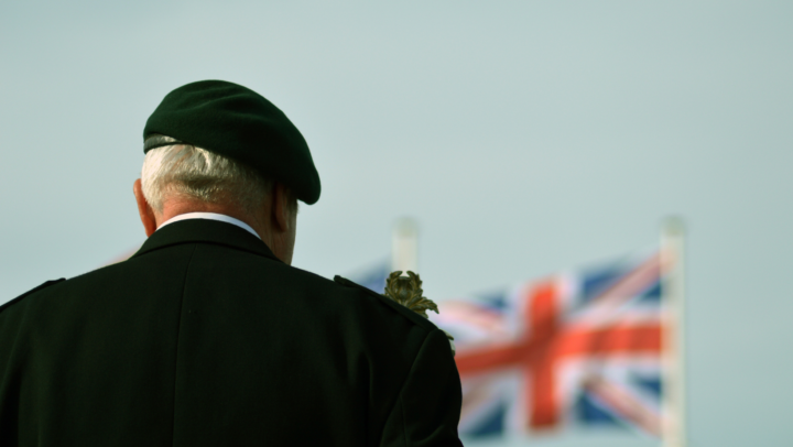 an image of a veteran facing the union flag