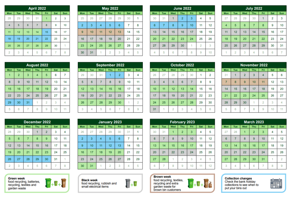 Mps Calendar 2022 Waste Collections Calendar - Vale Of White Horse District Council