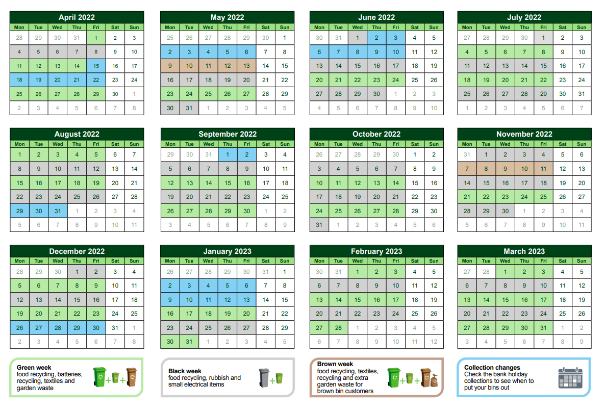Calendrier Klesia 2023 Waste Collections Calendar - Vale Of White Horse District Council