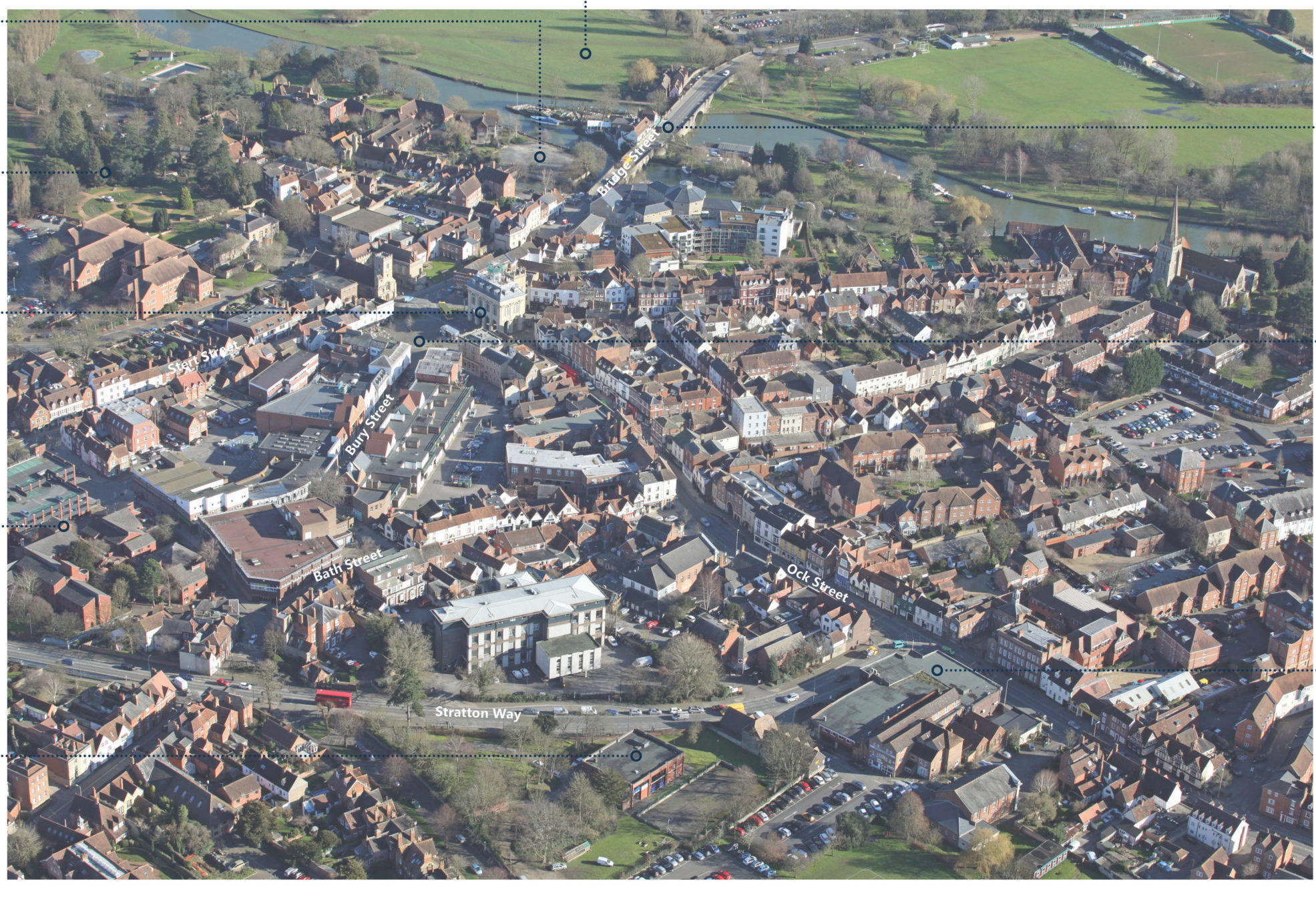 Aerial map of Abingdon town centre