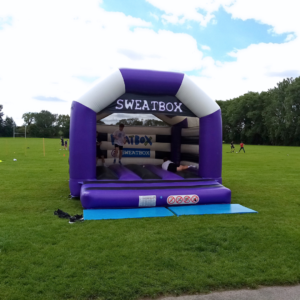 Sweatbox Wantage jumping castle at the Grove Rugby Football Club grounds.