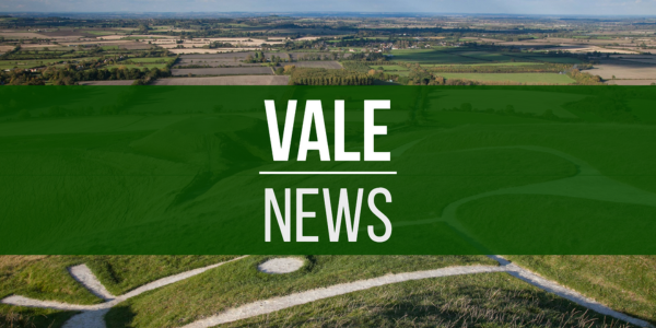 Image of Vale of White Horse landscape with text Vale News in white.